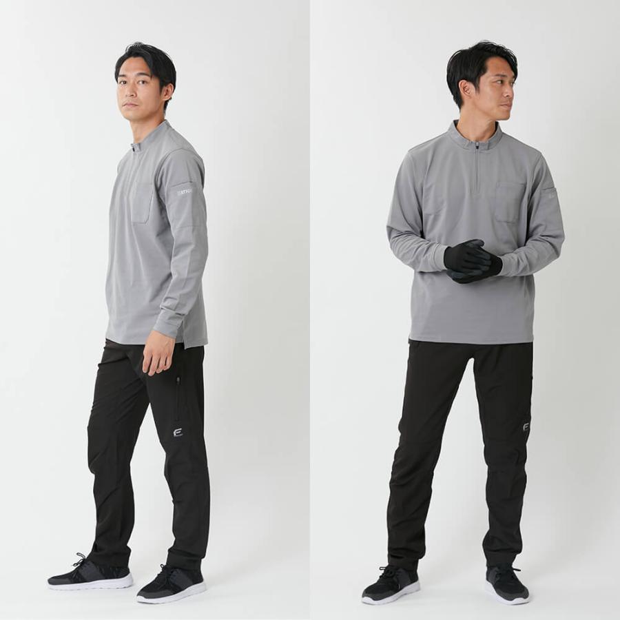 カジメイク 作業着 メンズ 長袖シャツ ジップアップ ハイネック 作業服