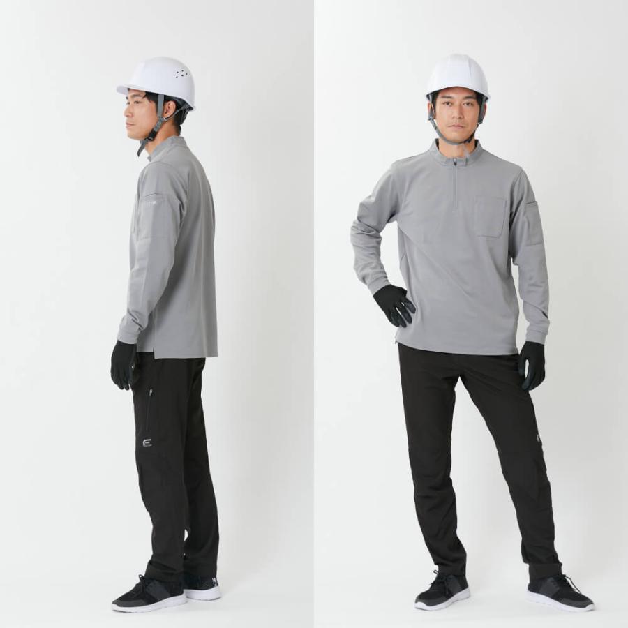 作業着 メンズ 長袖シャツ ジップアップ ハイネック 作業服 UVカット スポーツ 消臭 ゴルフ 作業着 仕事 6902 ドライカノコZIPハイネック長袖シャツ | カジメイク | 09