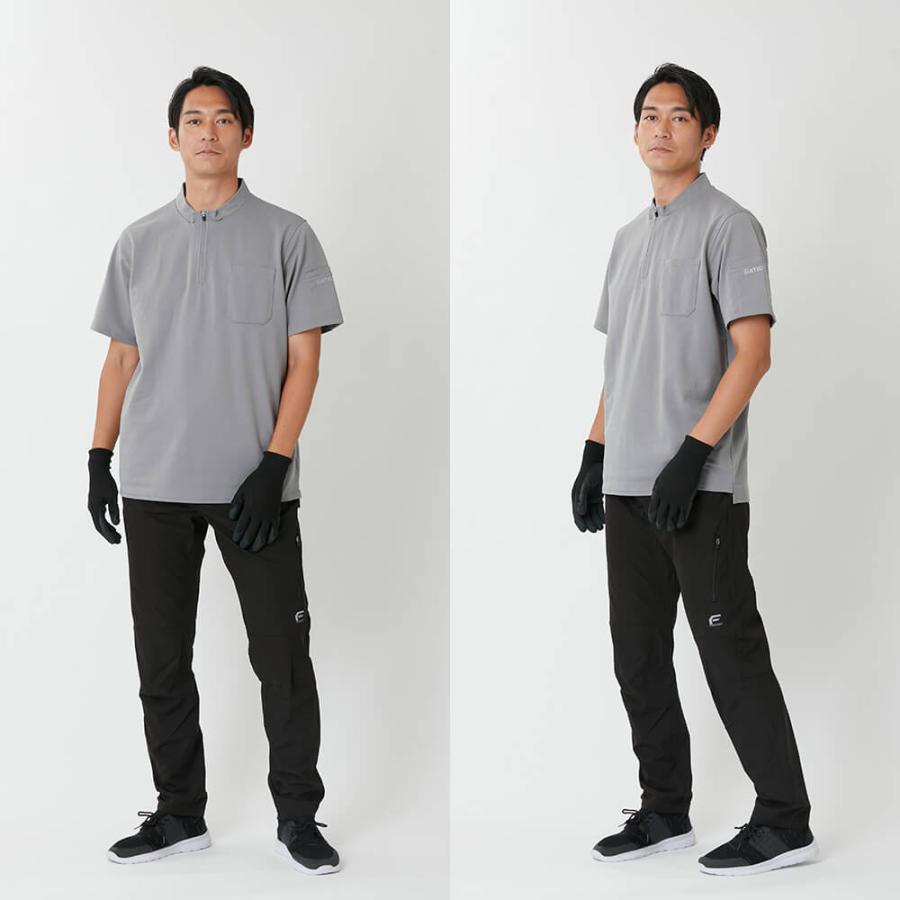 作業着 メンズ 半袖ジップアップ ハイネック 作業服 UVカット 消臭 ゴルフ ワークウェア 6903 ドライカノコZIPハイネック半袖シャツ | カジメイク | 10