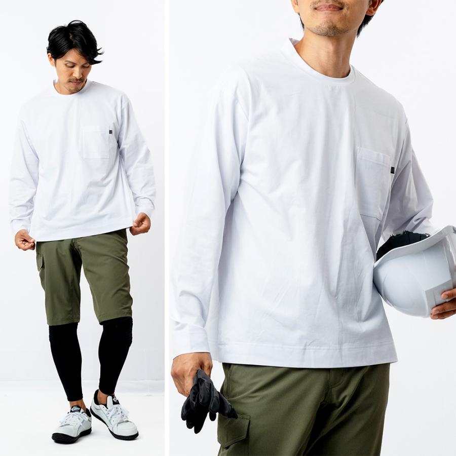 Tシャツ 作業着 夏用 メンズ 長袖 涼しい 吸水速乾 吸汗速乾 防シワ ストレッチ シャツ クルーネック 丸首 作業服 ドライ UVカット 8862 パリT長袖クルー | カジメイク | 06