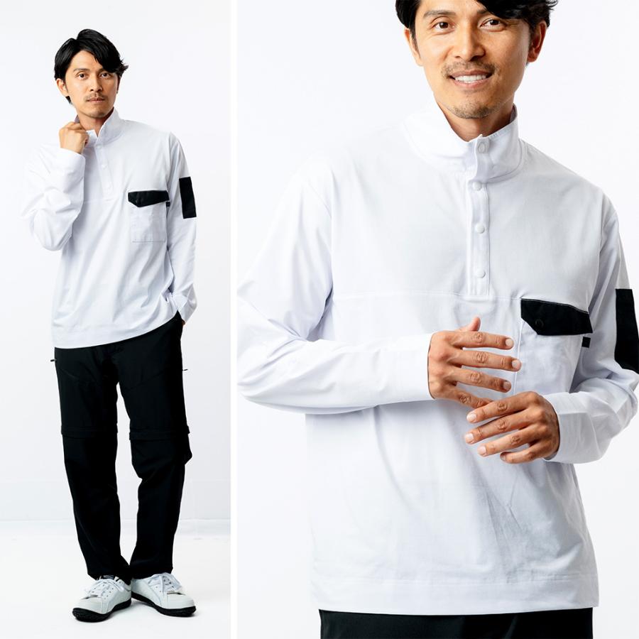 Tシャツ 作業着 夏用 メンズ 半袖 涼しい 吸水速乾 吸汗速乾 防シワ ストレッチ シャツ スナップ 作業服 涼しい UVカット 8864 パリT長袖スナップ | カジメイク | 06