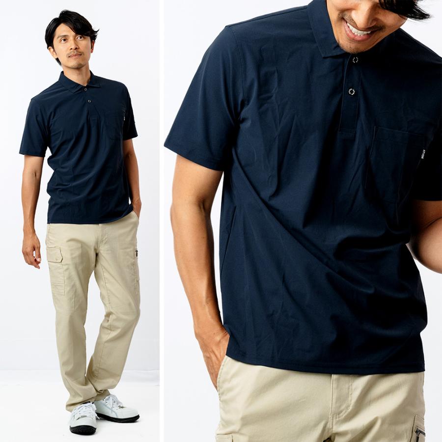 半袖 メンズ 夏 涼しい 接触冷感 吸水速乾 速乾 クール UV UVカット 軽量 軽い スポーツ ゴルフ 作業服 スポーツ 8593 冷感ストレッチ半袖ポロシャツ | カジメイク | 06