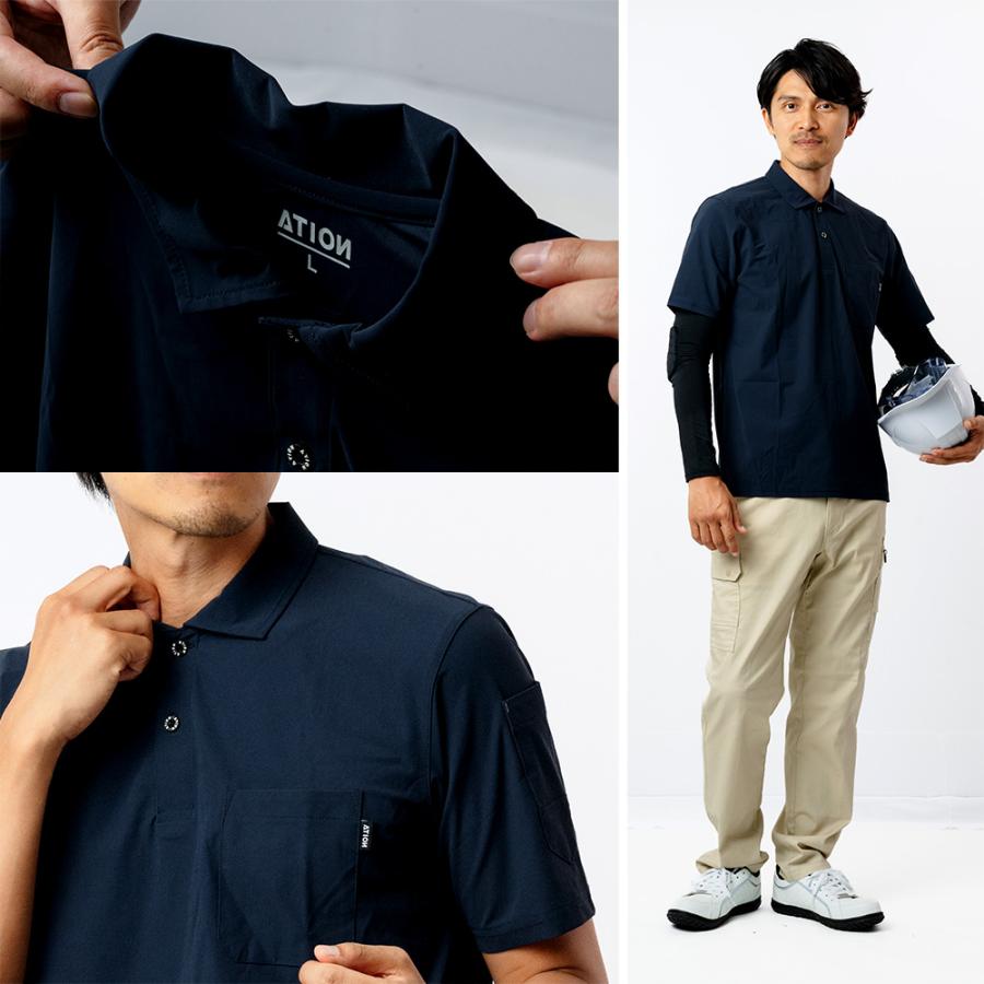 半袖 メンズ 夏 涼しい 接触冷感 吸水速乾 速乾 クール UV UVカット 軽量 軽い スポーツ ゴルフ 作業服 スポーツ 8593 冷感ストレッチ半袖ポロシャツ | カジメイク | 07