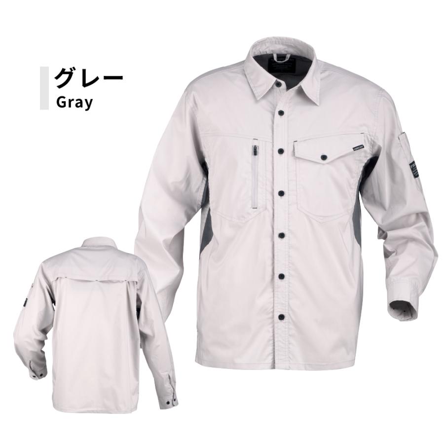 作業着 ワークシャツ 長袖 夏用 涼しい メンズ 仕事用 仕事 ワークウェア ワークウエア サマーソルジャーストレッチ長袖シャツ 8762 | カジメイク | 05