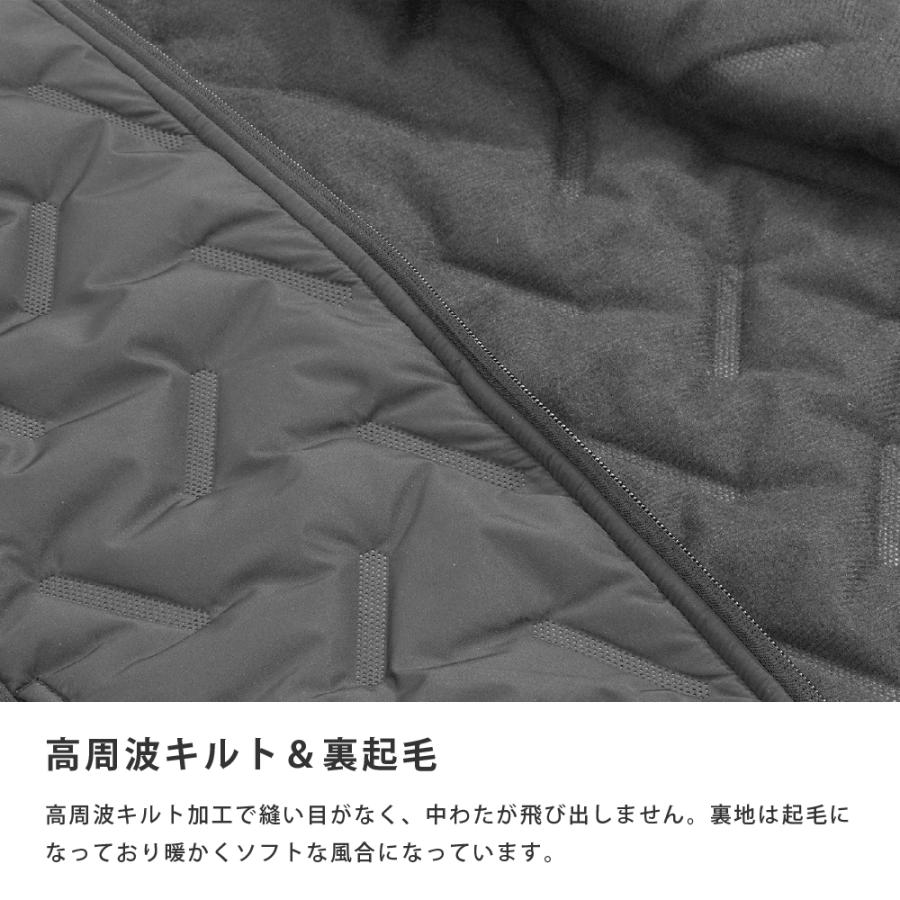 キルト アウター メンズ 防寒 ブルゾン キルティング 中わた 裏起毛 ストレッチ 半袖 防寒着 作業着 ピンソニックラウンドネックショートスリーブ 8363 | カジメイク | 03
