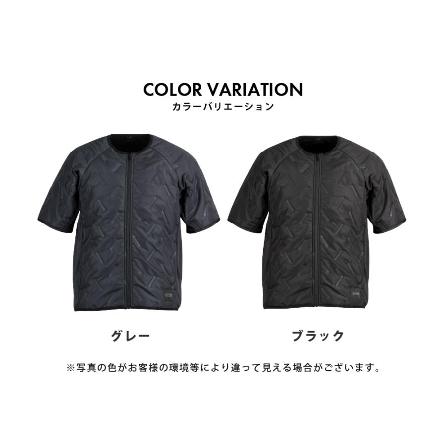 キルト アウター メンズ 防寒 ブルゾン キルティング 中わた 裏起毛 ストレッチ 半袖 防寒着 作業着 ピンソニックラウンドネックショートスリーブ 8363 | カジメイク | 06