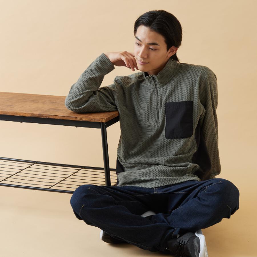 作業着  秋用 冬用 メンズ 長袖 保温 通気性 消臭 ジップアップ シャツ ストレッチ ワークシャツ ウエーブサーマルジップアップシャツ 8255 | カジメイク | 09