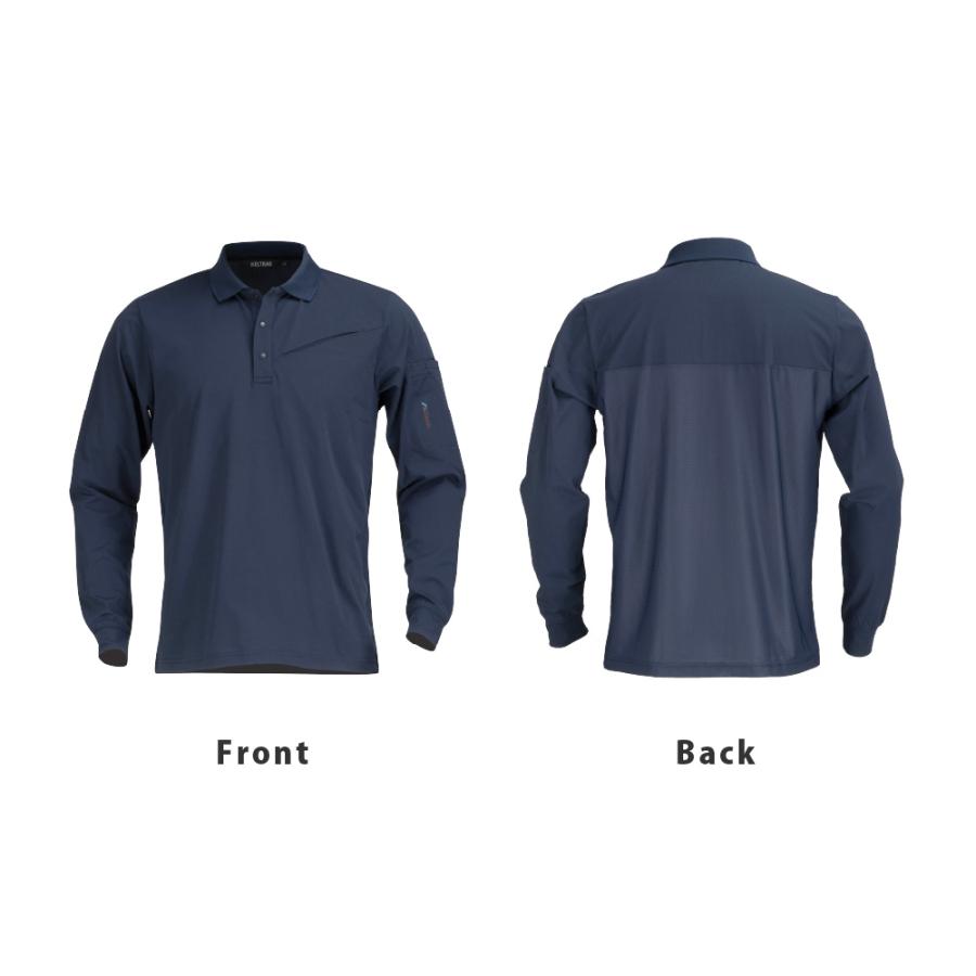 長袖 メンズ 夏 涼しい 接触冷感 吸水速乾 速乾 クール UV UVカット 軽量 軽い スポーツ ゴルフ 作業服 春夏 クールビズ AIR FEEL TECH 長袖ポロシャツ 8760 | カジメイク | 10