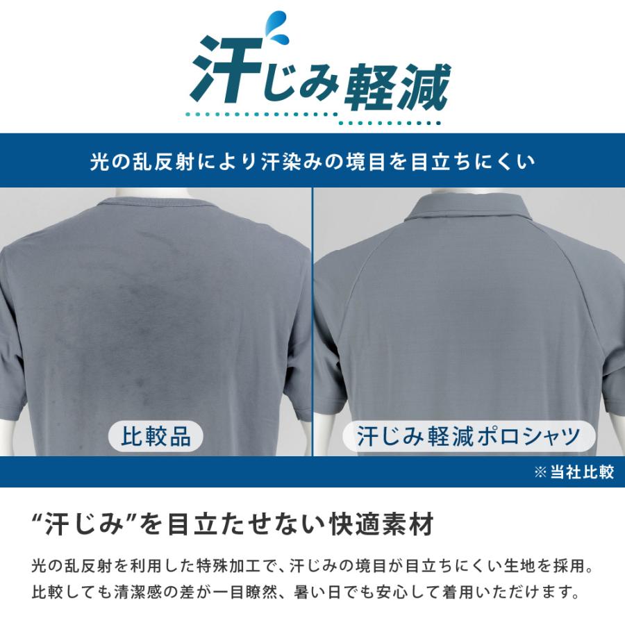 半袖 メンズ 夏用 涼しい 暑さ対策 吸水速乾 UVカット 消臭 ドライ 通気性 作業着 作業服 ワークウェア アウトドア 大きいサイズ 汗染み軽減半袖ポロシャツ 8865 | カジメイク | 04