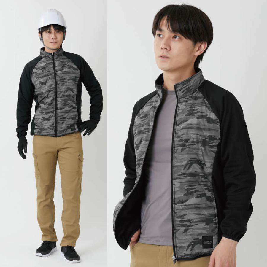 防寒着 メンズ 防風ジャケット ストレッチ フリース ジャンパー ブルゾン 防寒 アウター おしゃれ 作業服 8360 ピンソニックキルトジャケット | カジメイク | 08