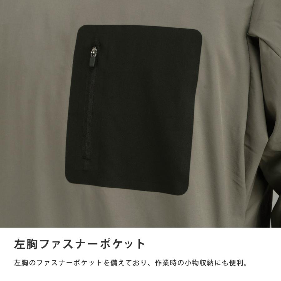 作業着  秋用 冬用 メンズ 長袖 保温 通気性 軽量 シャツ 冬 秋 ストレッチ クルーネック 丸首 暖かい インナー ポケット サーマルストレッチプルオーバー 8249 | カジメイク | 05