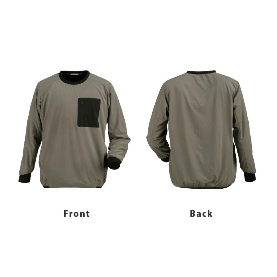 作業着  秋用 冬用 メンズ 長袖 保温 通気性 軽量 シャツ 冬 秋 ストレッチ クルーネック 丸首 暖かい インナー ポケット サーマルストレッチプルオーバー 8249 | カジメイク | 07