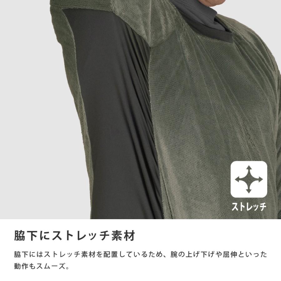 作業着  秋用 冬用 メンズ 長袖 保温 起毛 ジップアップ シャツ ストレッチ メッシュ ワークシャツ サーマルライトジップアップシャツ 8254 | カジメイク | 04