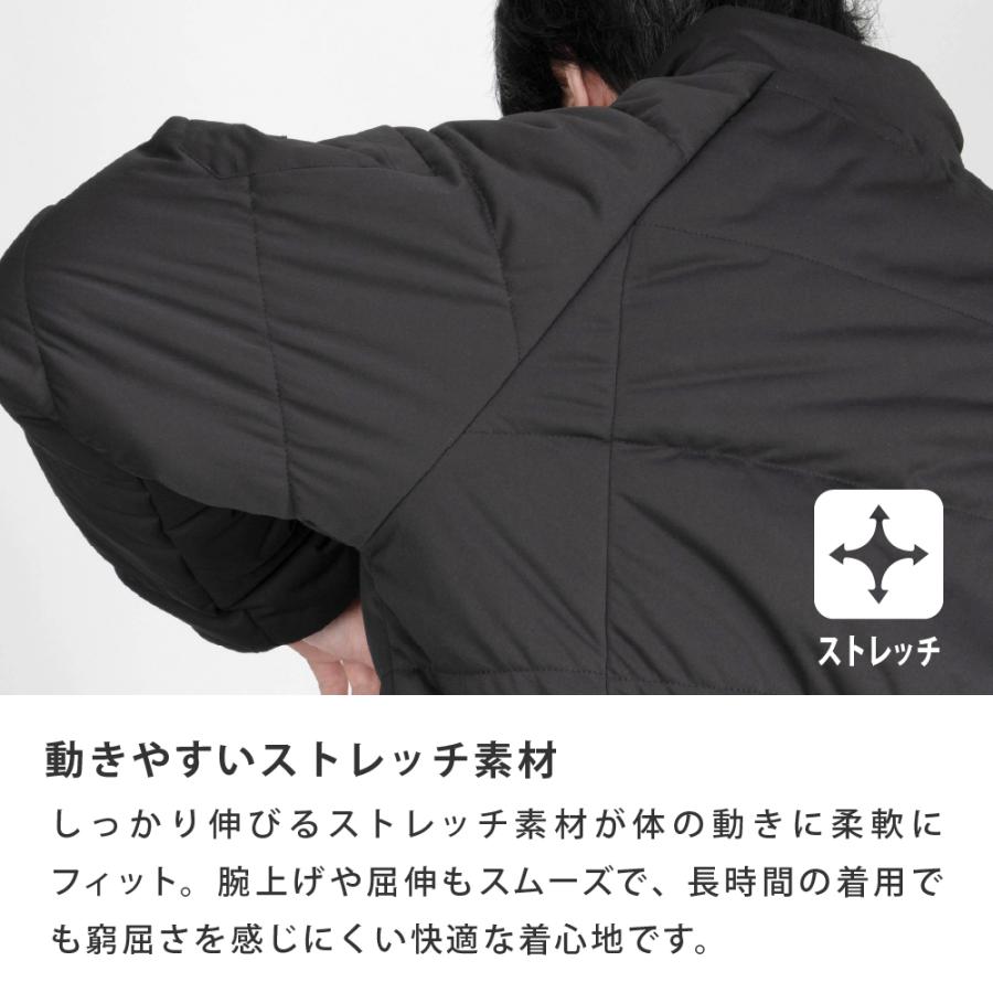 ブルゾン 防寒着 ジャケット メンズ アウター 作業着 冬用 防風 ストレッチ 裏起毛 中わた 暖かい あったかい 保温性 秋冬 黒 紺 緑 激ラクサーモブルゾン 8275 | カジメイク | 07