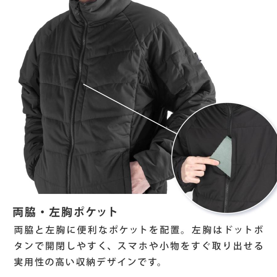 ブルゾン 防寒着 ジャケット メンズ アウター 作業着 冬用 防風 ストレッチ 裏起毛 中わた 暖かい あったかい 保温性 秋冬 黒 紺 緑 激ラクサーモブルゾン 8275 | カジメイク | 08