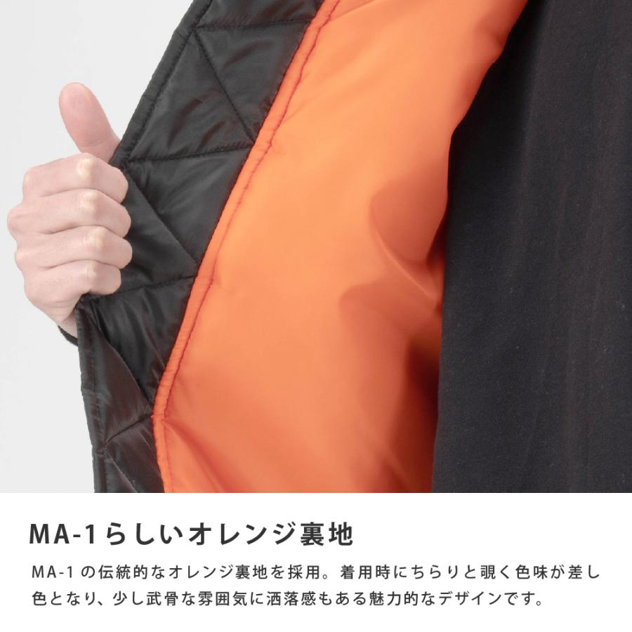MA-1 メンズ ミリタリージャケット 防寒着 アウター 防風 中わた 暖かい あったかい 保温性 撥水 作業服 アウトドア 秋冬 黒 カーキ MA-1タイプジャケット 8232 | カジメイク | 07