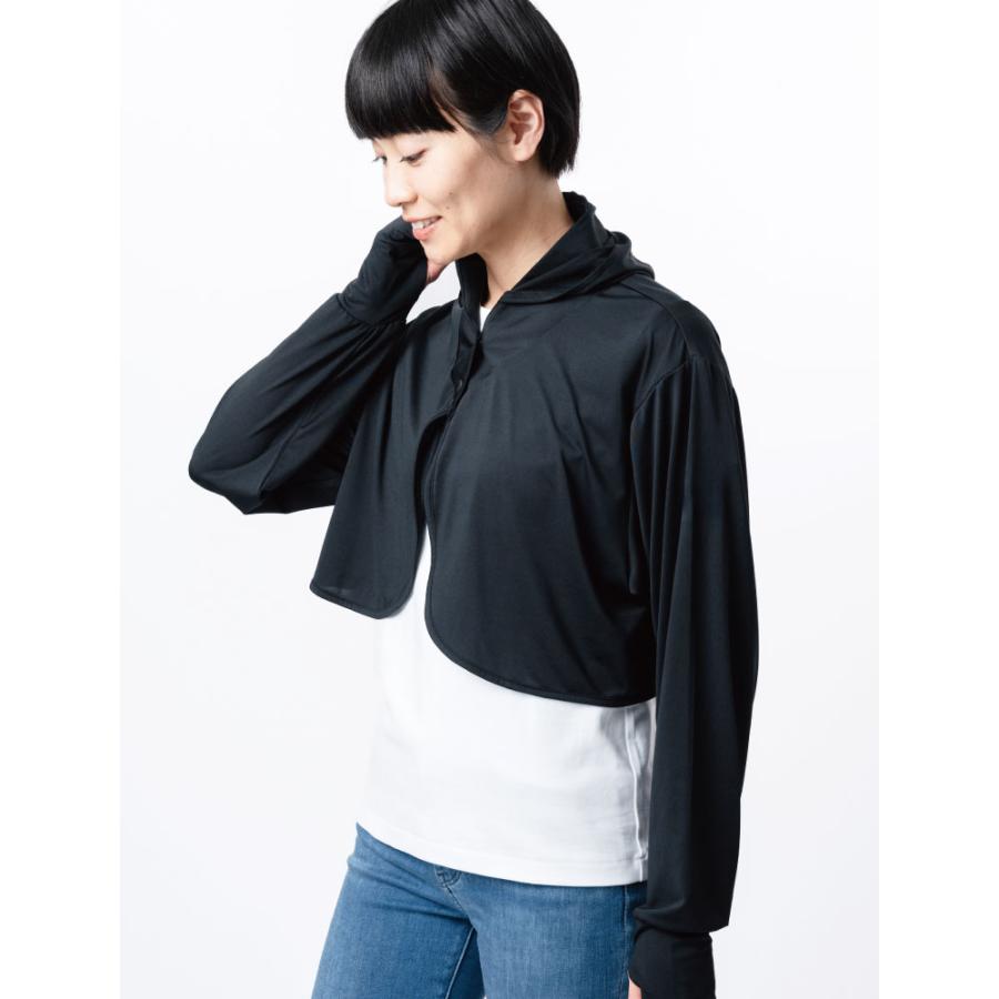 UVカット ボレロ パーカー レディース UVパーカー 接触冷感 吸水速乾 涼しい 夏 サムホール 日焼け防止 紫外線対策 UV対策 upf50 UVカットフード付きボレロ | カジメイク | 06