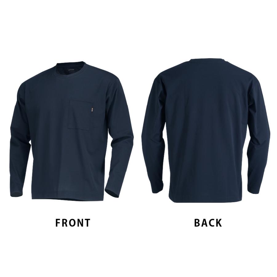 長袖 メンズ 夏 涼しい 接触冷感 吸水速乾 速乾 クール UV UVカット 軽量 軽い スポーツ ゴルフ 作業服 スポーツ AIR FEEL TECH 長袖クルー 8757 | カジメイク | 08