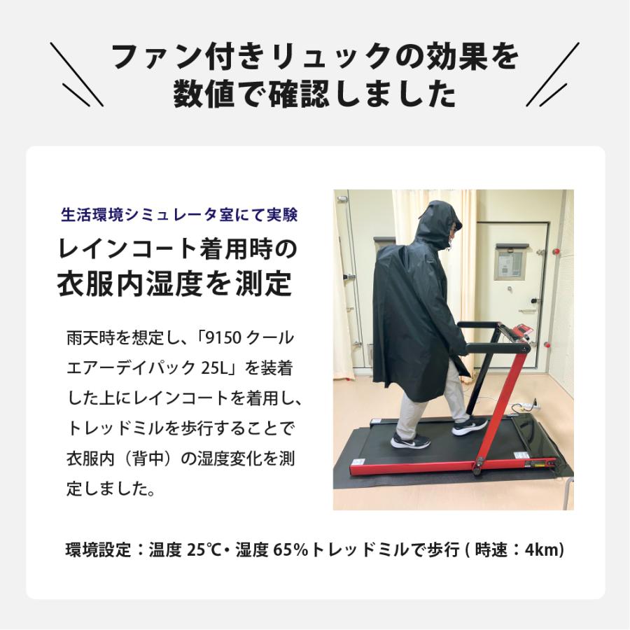リュック ファン付き 空調ファン 暑さ対策 風量調節 背中 涼しい 夏 バックパック 風 通勤 通学 アウトドア レジャー 9150 クールエアーデイパック 25L | カジメイク | 04