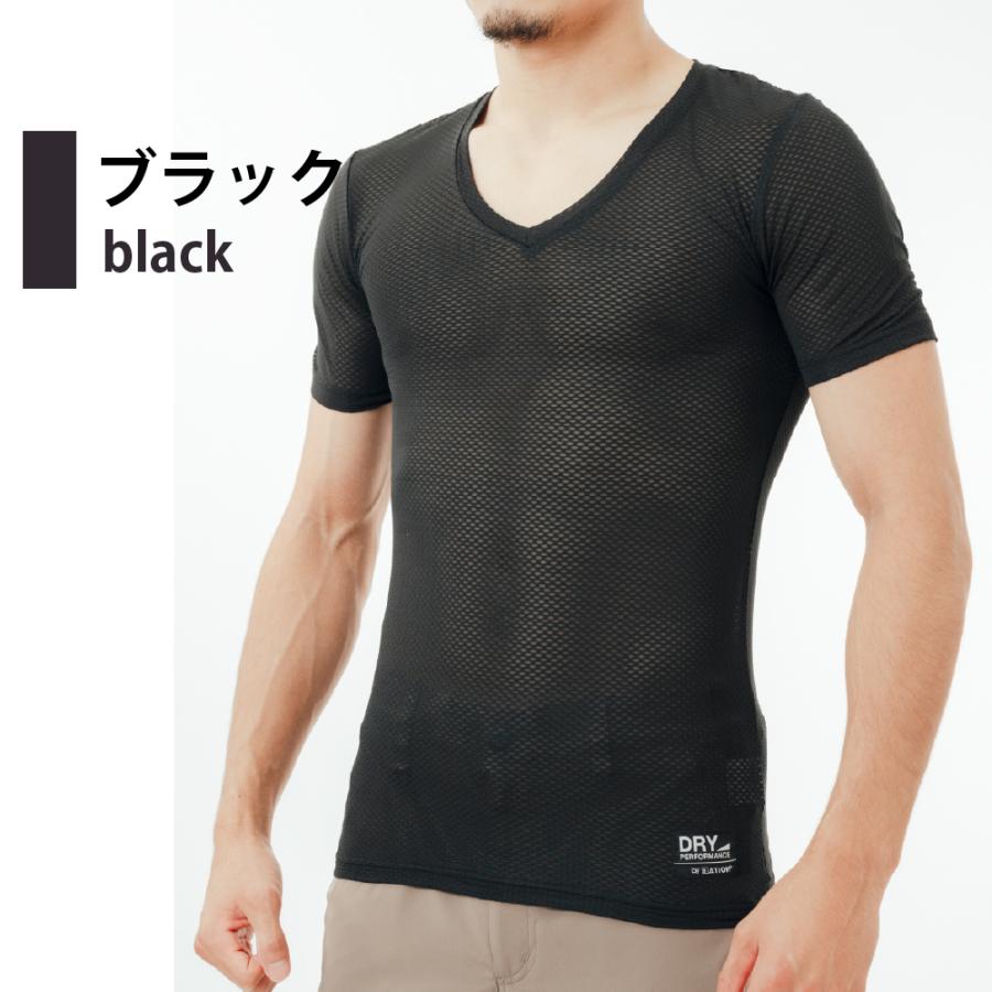 インナー メンズ 半袖 メッシュ Vネック オールシーズン 秋冬用 保温性 夏用 通気性 べたつかない シャツ クレーターメッシュVネック半袖 ★3枚セット 8823 | カジメイク | 12