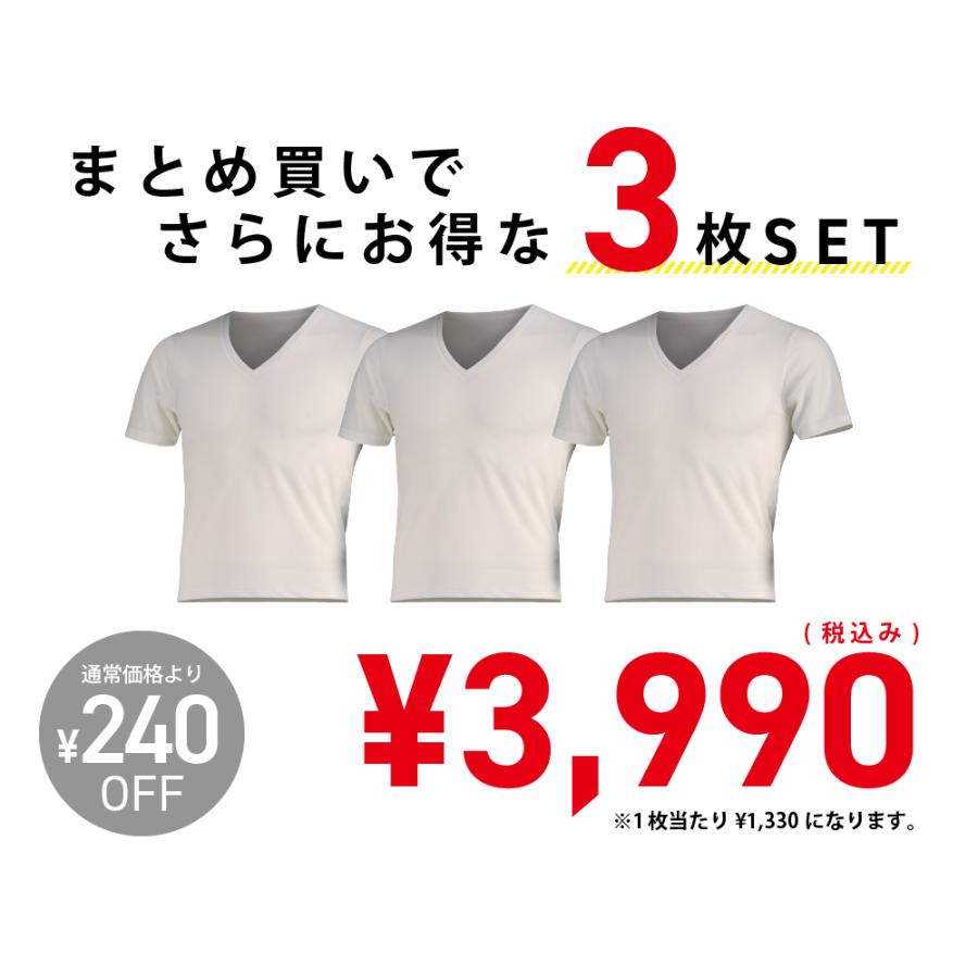3枚セット インナー メンズ 半袖 メッシュ Vネック シャツ オールシーズン 保温 汗冷え防止 通気性 べたつかない 下着 6888 ソルジャーメッシュエア半袖Vネック | カジメイク | 01