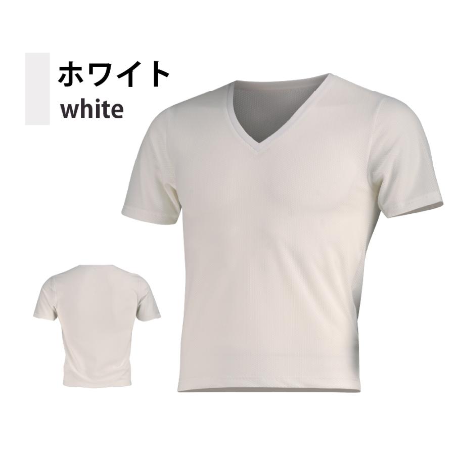 3枚セット インナー メンズ 半袖 メッシュ Vネック シャツ オールシーズン 保温 汗冷え防止 通気性 べたつかない 下着 6888 ソルジャーメッシュエア半袖Vネック | カジメイク | 06