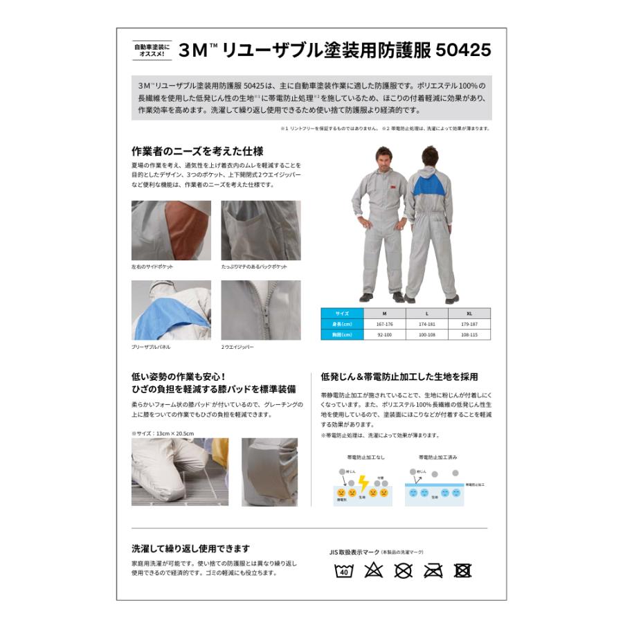 3M リユーザブル塗装用防護服 50425 (M・L・XL)サイズ 1 枚