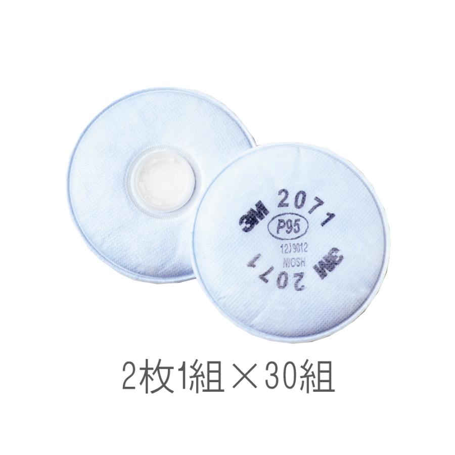 3M 防じんマスク 2071 交換用ろ過材 2枚1組×30組 (ケース販売) 取寄