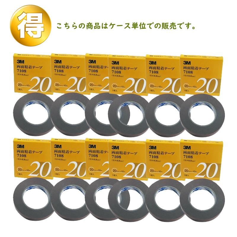 3M スリーエム 7108 20 両面粘着テープ グレー 20mm×10m 1巻入 12箱