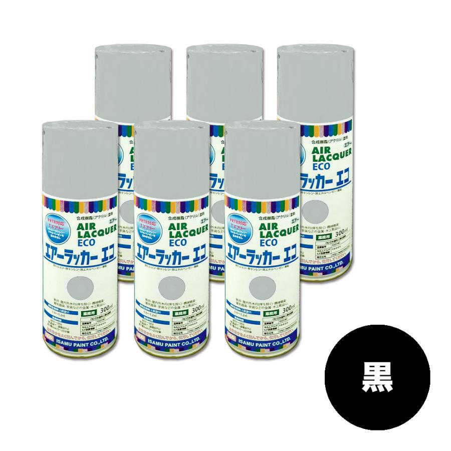 イサム塗料 622-5021-8 1液型アクリルエアラッカーエコ 黒 300ml×6本 取寄