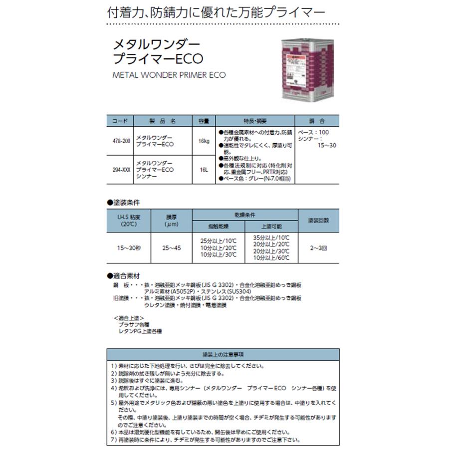 関西ペイント 478-200 メタルワンダー プライマーECO 16kg 取寄