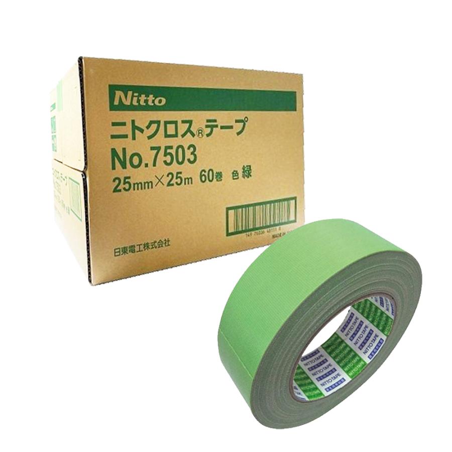 日東電工 NO.7503 ニトクロステープ みどり 38mm×25m 30巻入 1箱 取寄
