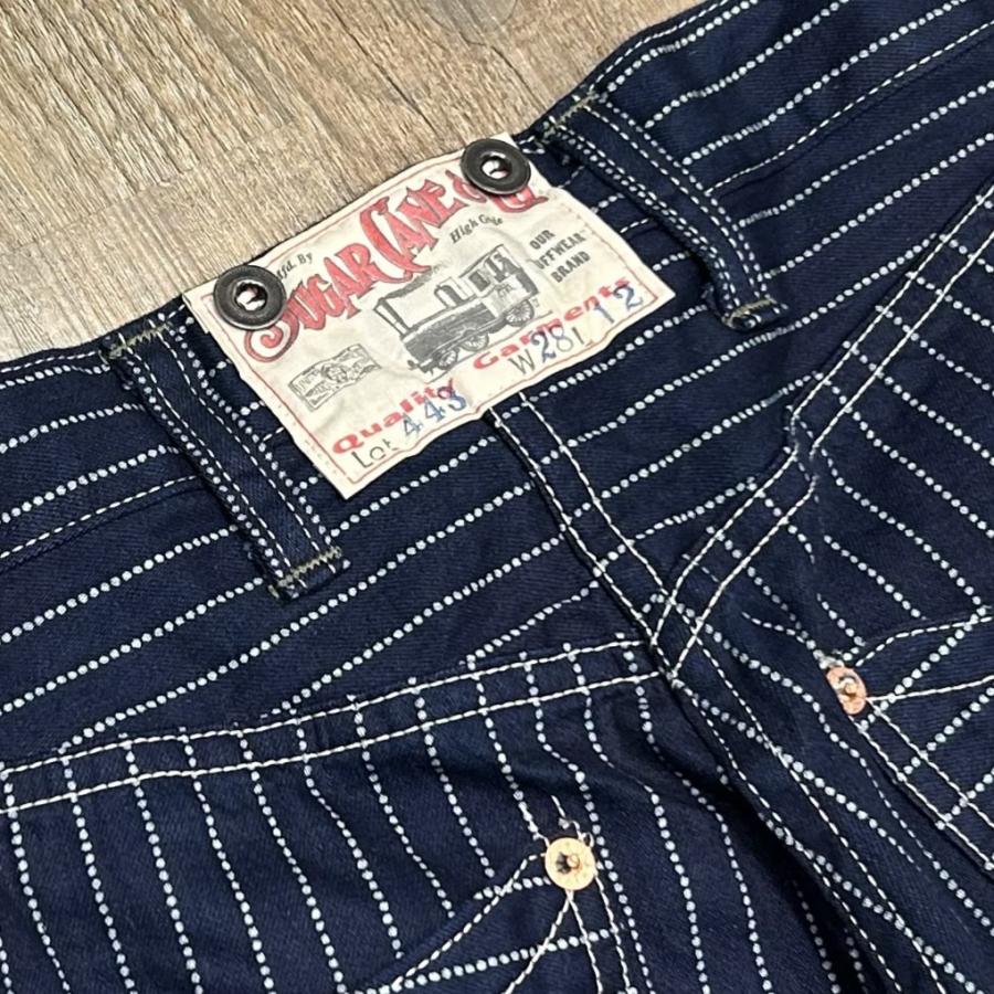 Sugar Cane ストライプ ショートパンツ ネイビー SUGAR CANE シュガーケイン ウォバッシュストライプ ショート