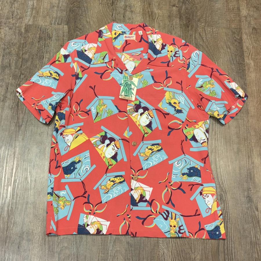 デッドストック✨ レア ヴィンテージ サンサーフ SUN SURF 花札柄 S SUN SURF サンサーフ 和柄 アロハシャツ カブキ 歌舞伎 KABUKI