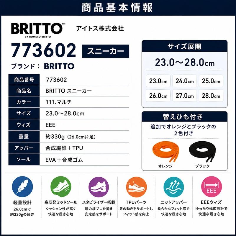 アイトス BRITTO スニーカー メンズ レディース ロメロ・ブリット 軽量 クッション性 EEE 23.0〜28.0cm 靴 シューズ カラフルスニーカー おしゃれ | アイトス | 08