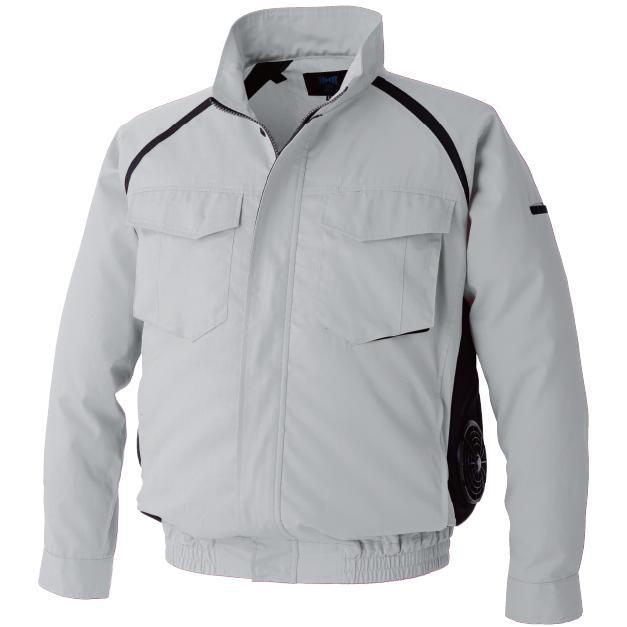 空調服 長袖ブルゾン KU92400 LL シルバー 24Vファンバッテリー 空調服 KU92400 長袖ブルゾン スターターキットセット 横ファンタイプ