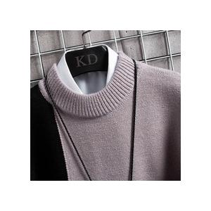 新しい冬カシミヤ暖かいセーター男性タートルネックメンズプルオーバーパッチワークスリムフィットセータートップスニット男性のクリスマス おすすめ