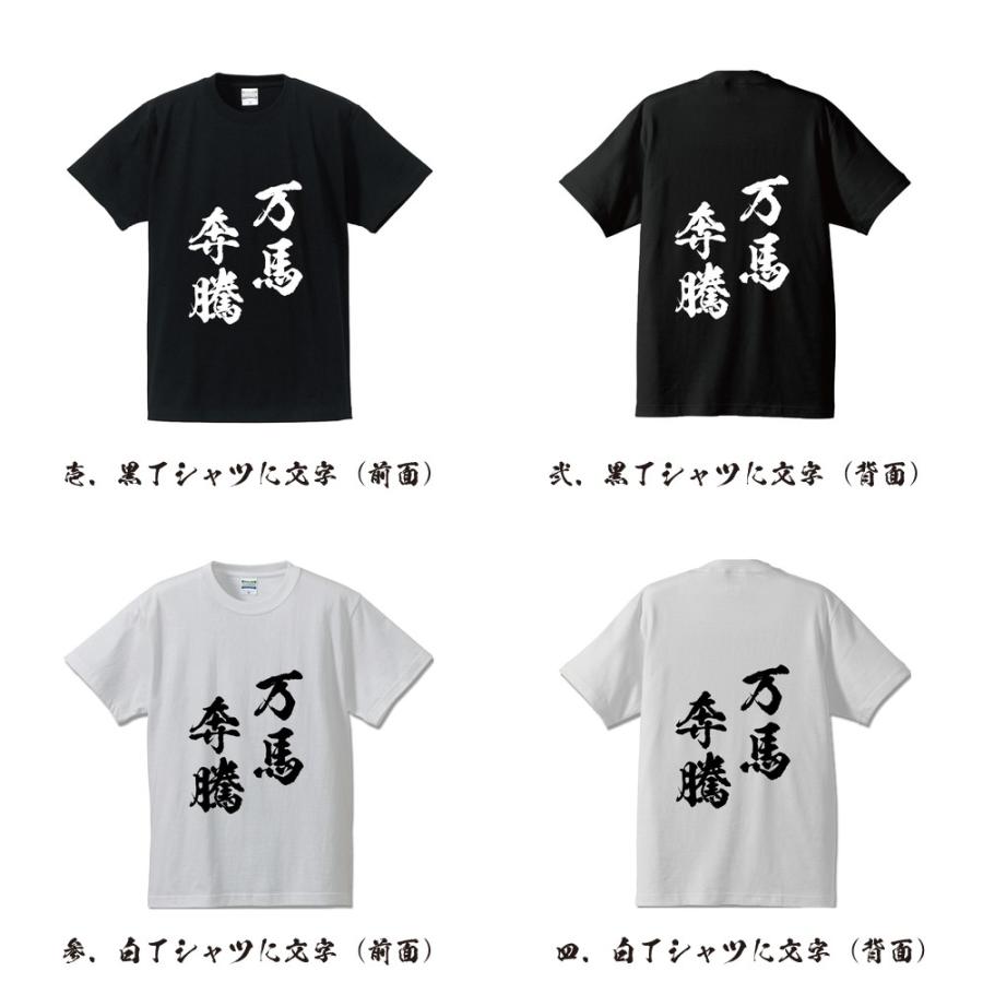 万馬奔騰 (ばんばほんとう) 筆文字 Tシャツ 半袖 書道家が書く 名入れ