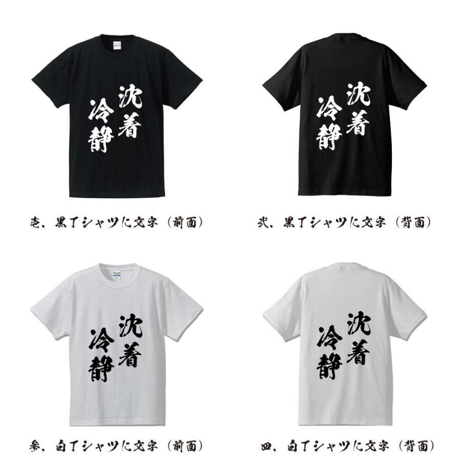 沈着冷静 (ちんちゃくれいせい) 筆文字 Tシャツ 半袖 書道家が書く 名