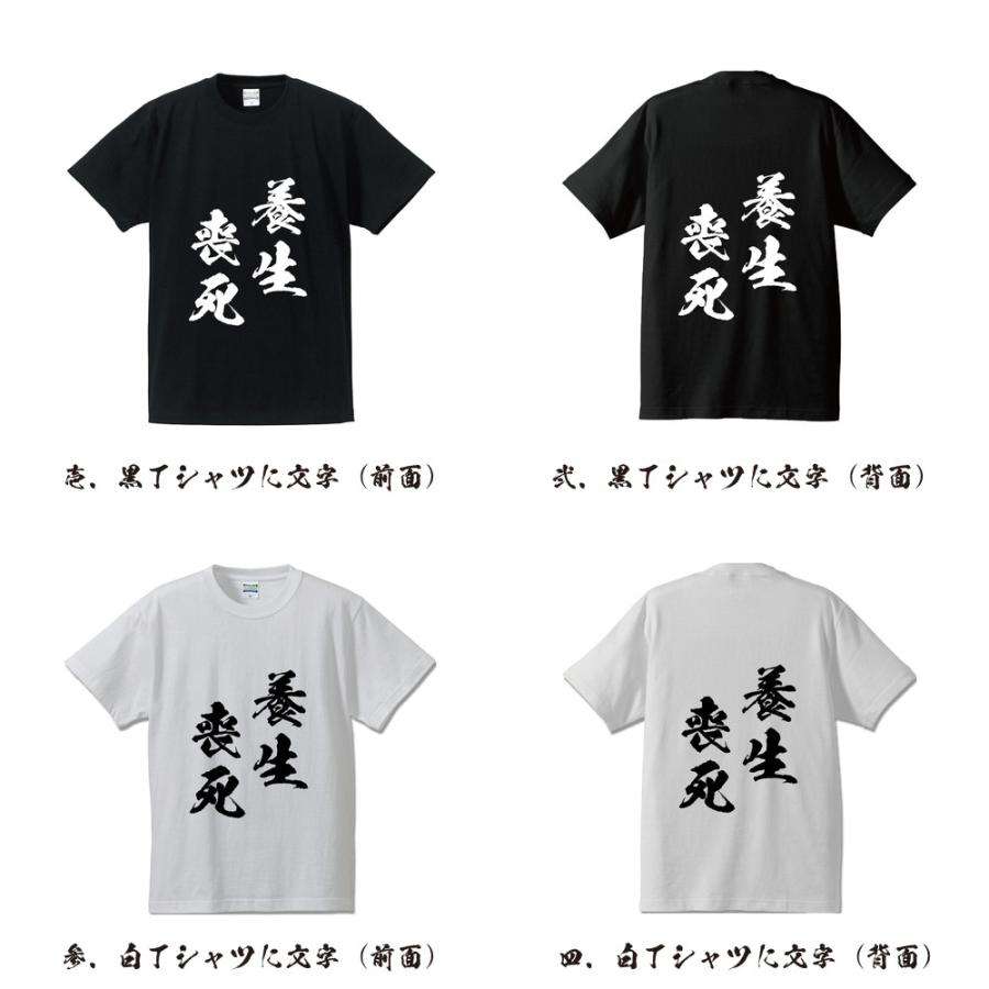 養生喪死 (ようせいそうし) 筆文字 Tシャツ 半袖 書道家が書く 名入れ