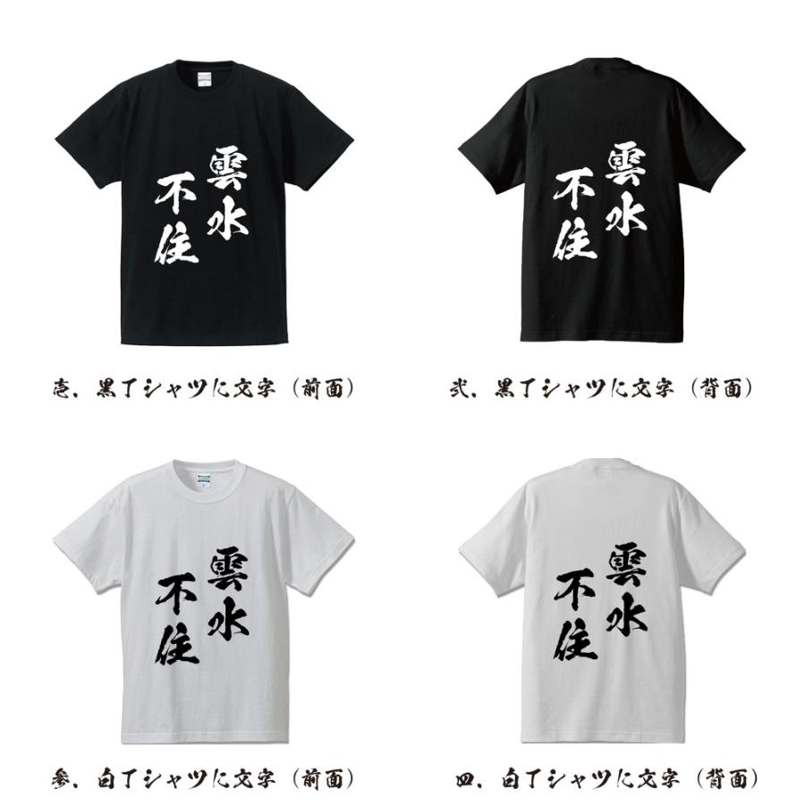 雲水不住 (うんすいふじゅう) Tシャツ 半袖tシャツ 書道家が書く 名
