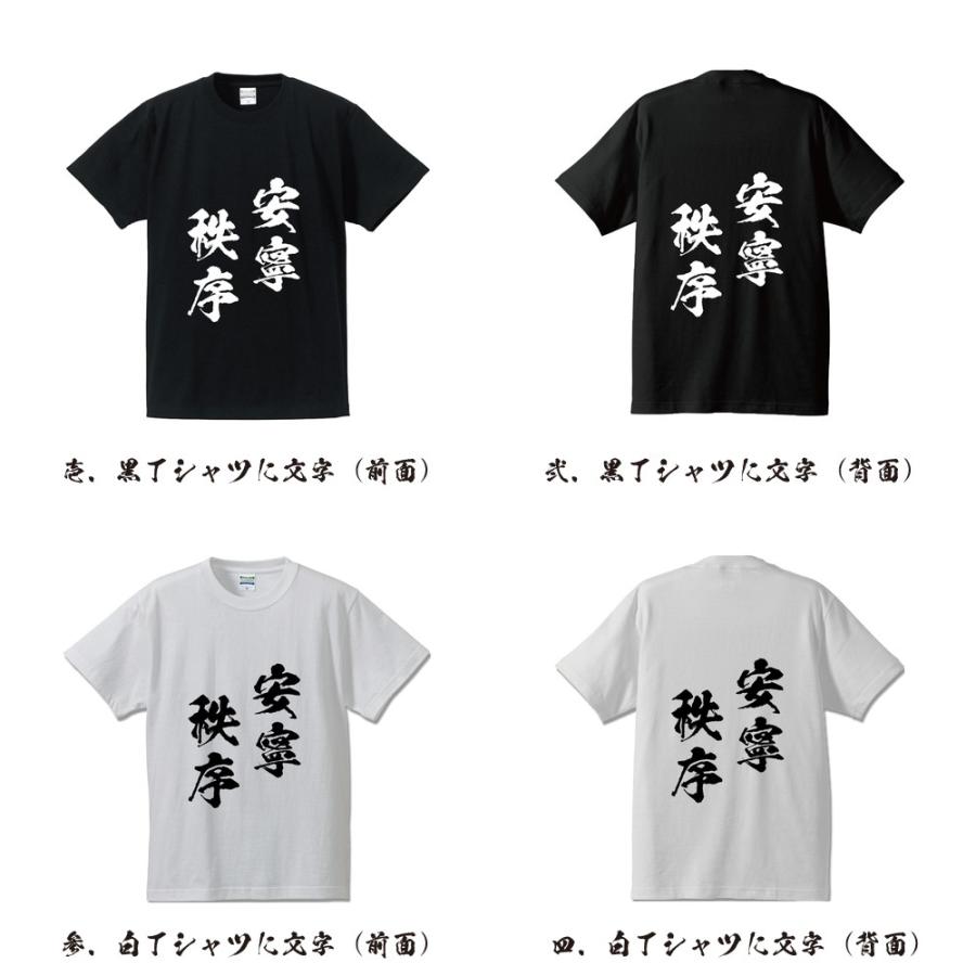 安寧秩序 (あんねいちつじょ) 筆文字 Tシャツ 半袖 書道家が書く 名