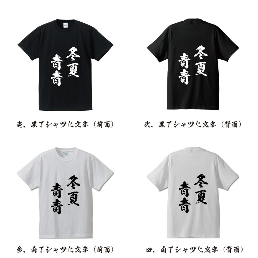 冬夏青青 (とうかせいせい) 筆文字 Tシャツ 半袖 書道家が書く 名入れ