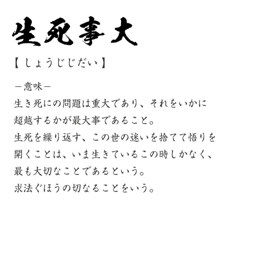生死事大 (しょうじじだい) 筆文字 Tシャツ 半袖 書道家が書く 名入れ