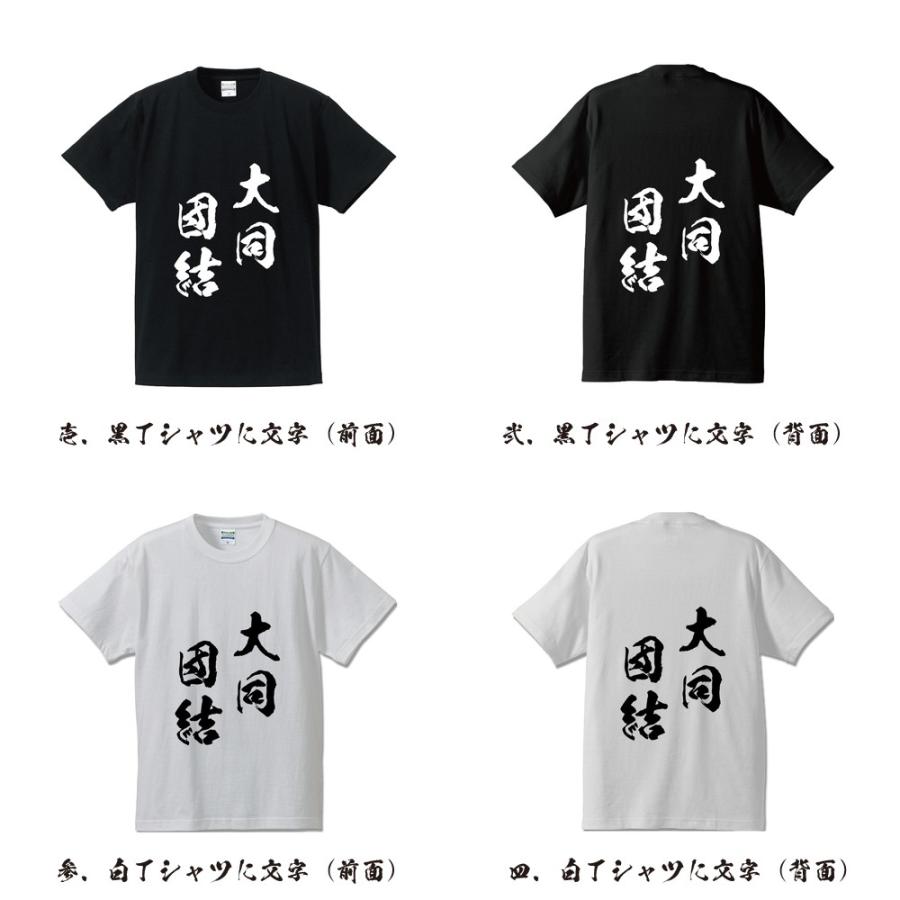 大同団結 (だいどうだんけつ) 筆文字 Tシャツ 半袖 書道家が書く 名