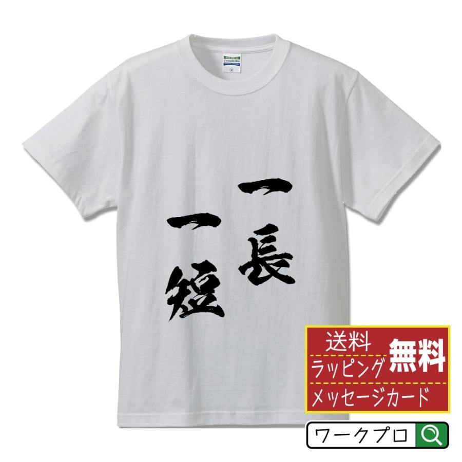 一長一短 (いっちょういったん) 筆文字 Tシャツ 半袖 書道家が書く 名