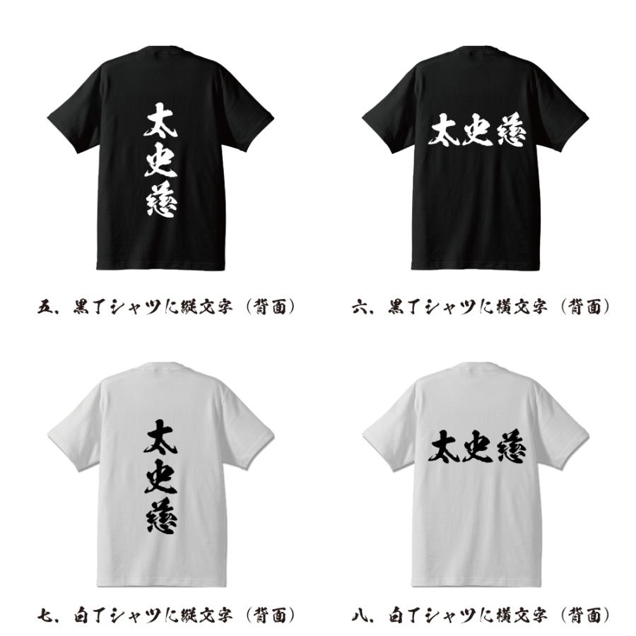 太史慈 筆文字 Tシャツ 半袖 書道家が書く 名入れ 漢字 オリジナル