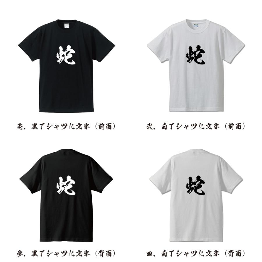 蛇 (ヘビ) 筆文字 Tシャツ 半袖 書道家が書く 名入れ 漢字 オリジナル