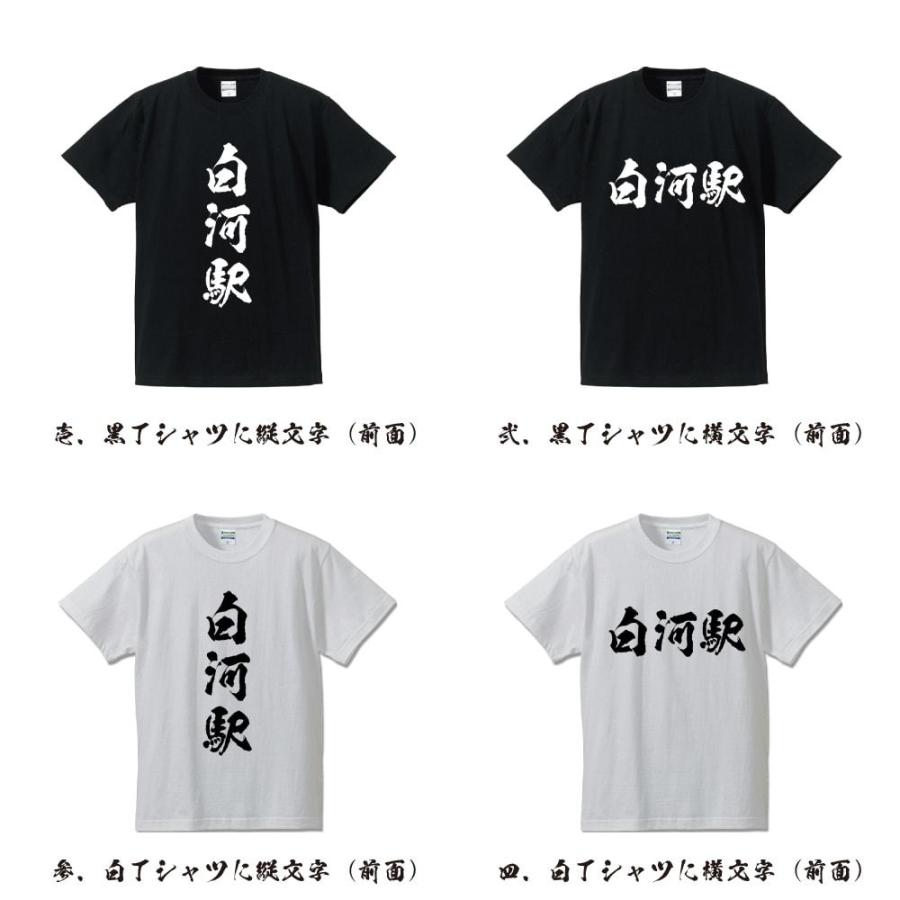 白河駅 (しらかわえき) 筆文字 Tシャツ 半袖 書道家が書く 名入れ 漢字