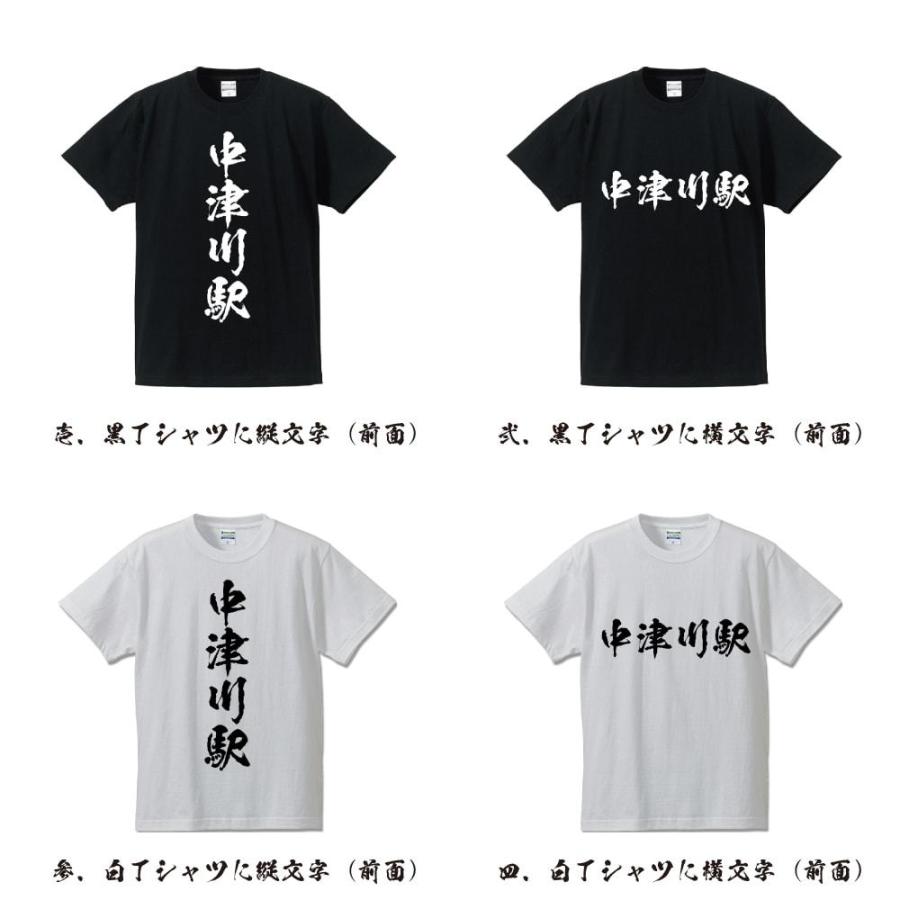 中津川駅 (なかつがわえき) 筆文字 Tシャツ 半袖 書道家が書く 名入れ